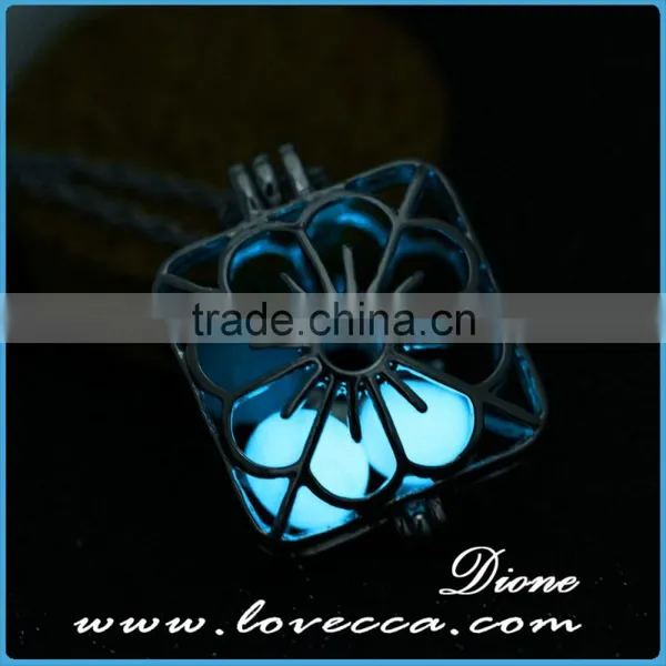 Plating Platinum+Sky Blue Luminous Fahion Luminous Stone Necklace Essential Oil Diffuser Glow in the Dark Necklace photo-6