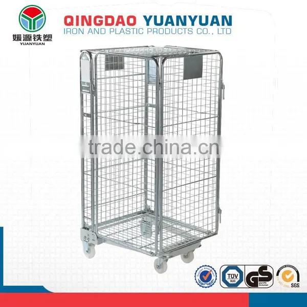 Warehouse Security Logistics Roll Pallet Trolley Steel Galvanized Storage Metal Collapsible Container Cage Wire Mesh photo-3