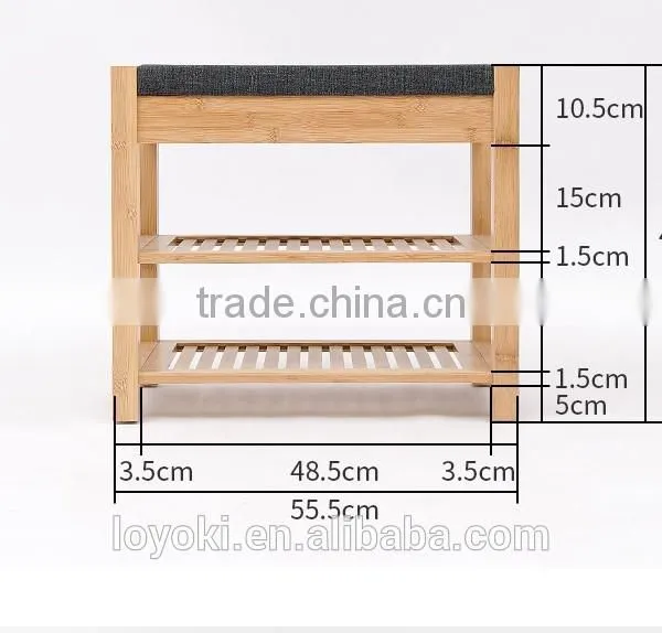 Eco Friendly Unique Bamboo Shoe Rack 2 Titer Bamboo Storage Bench With Seat photo-6