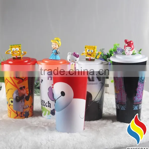 BPA Free Customized Made pp Plastic Cup With Top Figurine photo-2