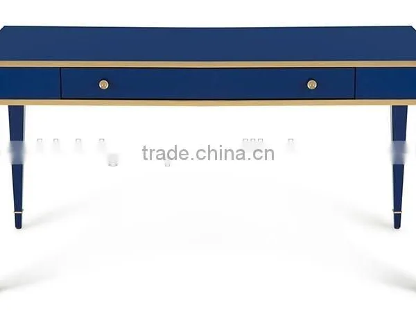 Exquisite Classic Italian Style Royal Blue Office Writing Desk With Golden Trim BF11-08303e photo-2