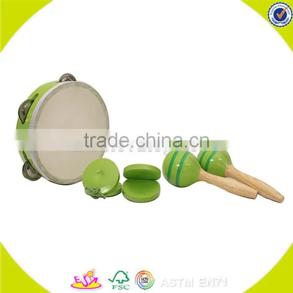 Wholesale Delicate Wooden Tambourine Toy Multiple Colour Wooden Tambourine Toy and Hot Selling Kids Wooden Tambourine W07F002 photo-3
