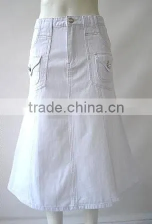Wholesale Long Denim Skirts Casual White A-line Style Denim Jean Skirts Long photo-2