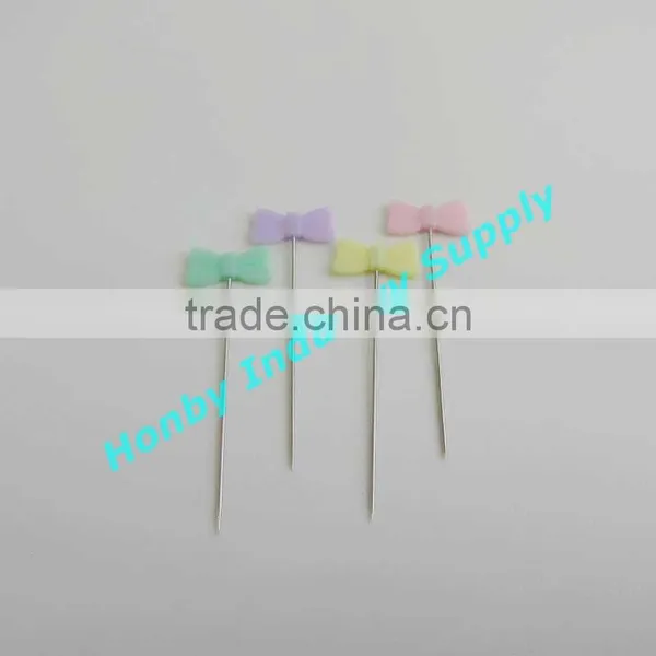 Wholesale 40mm Length Assorted Colors Plastic Bowknot Head Stick Pins for Blocking photo-2