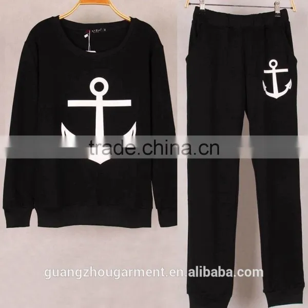 Letter Geometric Print Hoodies Pants Sets Women Sport Wear Loose Suit Tracksuit photo-4