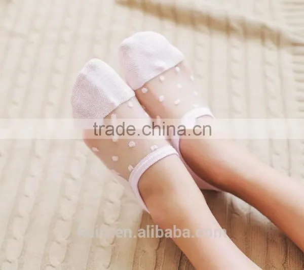 WS-31 Woman Sweet Lotita Big Dot Thin Boat Socks MS Summer Crystal Glass Silk Transparent Japan Invisible Socks Slippers photo-6