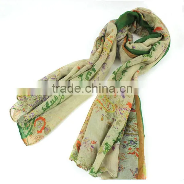 Korean Style New Product Hot Sale Fashion Super Big Paris Yarn Women Print Silk Hijab Scarf photo-2