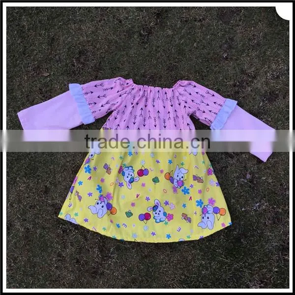 Easter Festival Spring Girl Ruffle Set Baby Girl Easter Rabbit Printed and Pink Arrow Style Fashion Boutique Girl Dress Clothing photo-2