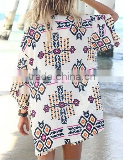 EY0018A Ladies Fashion Floral Printed Cardigan Kimono photo-2