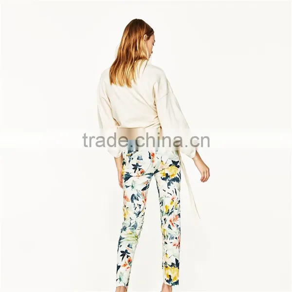 Custom Design Female Fitted Cotton Multicoloured Floral Dress Pants photo-5