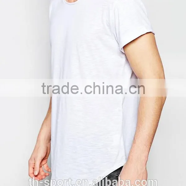 Wholesale China Scoop Hem and Taping Longline Plain t Shirt for Men photo-3