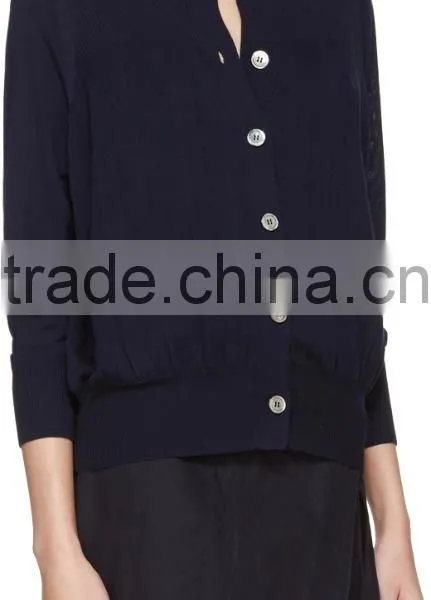 High Quality Long Sleeve Pleated Knit Wool Cardigan With Buttons Closure at Front photo-2