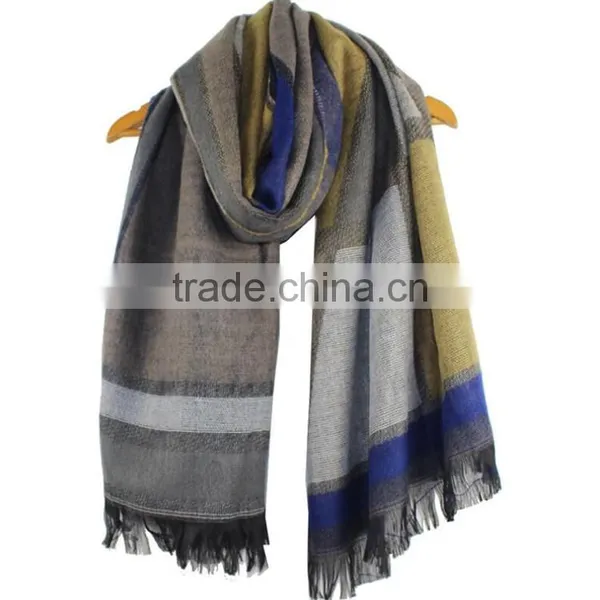 Colorful 100% Acrylic Shawl Stole Winter Geometric Border Korean SCARF RL-206 photo-6