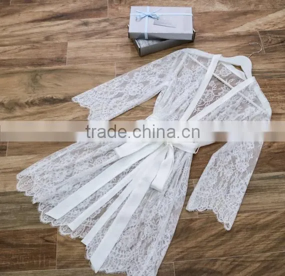 Wholesale Women Sexy Lace Wedding Bridemaid Robe photo-2