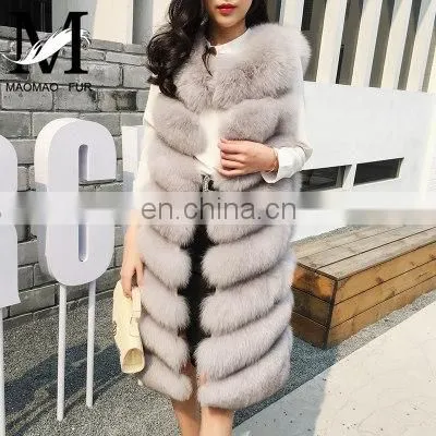 Russian Style Real Fox Fur Vest for Women Luxurious Handmade Long Vest photo-2