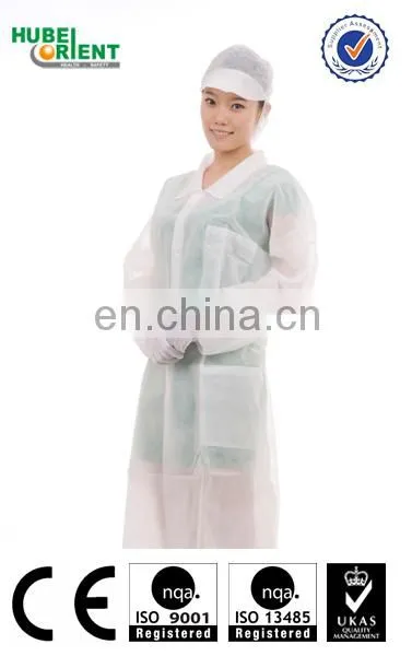 Cheap Disposable Lab Coat With Collar and Snap For Sale photo-3