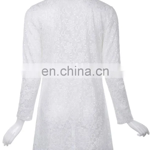 Kate Kasin Long Sleeve Open Front See-Through White Lace Coat Tops Bolero KK000421-2 photo-5