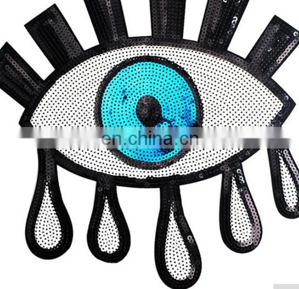 Sequins Patches Sewing Embroidery Patch EYE Motif Applique Sewing On Sequins photo-5