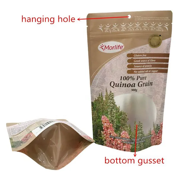 Hot Sale Moisture Proof Reusable Plastic Food Packing Bag For 300g 100% Pure Quinoa Grain photo-3