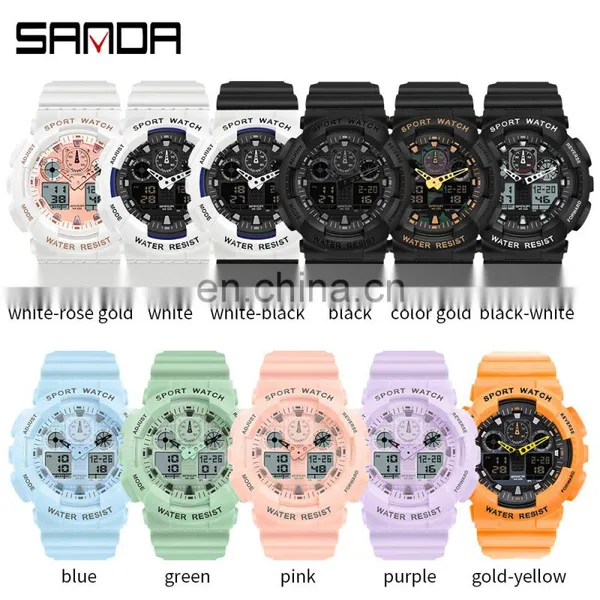 SANDA 3099 Lover's Sanda Couples Digital Quartz Watch Sport Watches LED 50M Waterproof Casual Shock Male Clock China Plastic photo-4