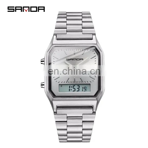 SANDA 747 Simple High Quality Digital Quartz Watch For Man Stainless Steel Time To Showed Luminous Fashion Watches Men photo-2
