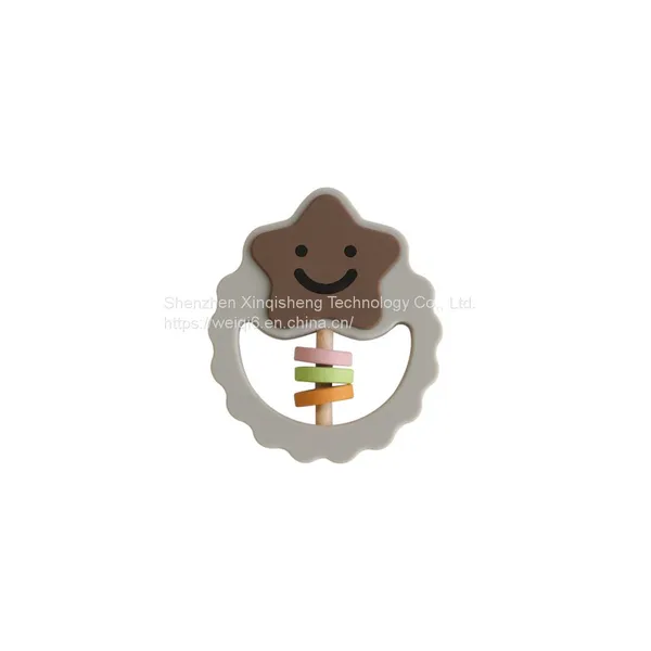 Star Silicone Baby Teether Food Grade Silicone Teething Ring Baby Teething Pendant photo-4