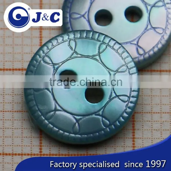 Dye Blue Colour Trocas Shell Button in 2 Holes