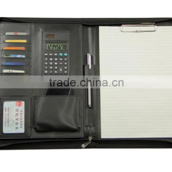 PU Multi-function Leather Portfolio Folder With Zipper &spring Binder photo-4