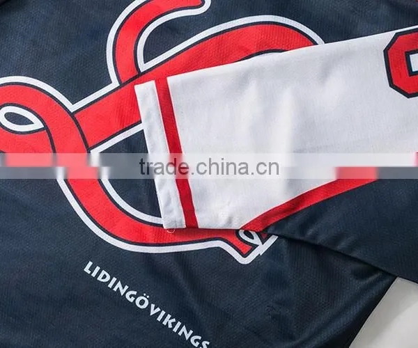 Polyester Cotton Fluorescent Nice Contrast Color Sublimation t Shirt Hockey photo-4