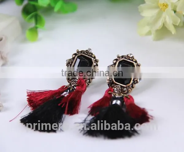 New Fashion Jewelry Hot Sale Crystal Vintage Tassel Statement Bib Earrings Factory Price photo-6