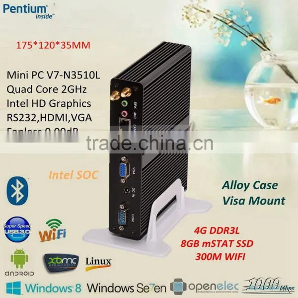 Mini PC Desktop Computer With Pentium Quad Core N3510 N3520 HD Graphics 500G Harddisk 2G RAM photo-3