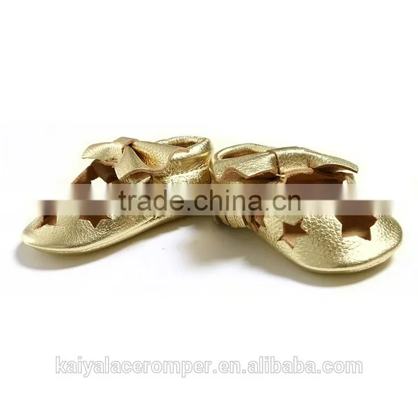 Gold Baby Moccasins,Baby Toddler Leather Moccasins,Crib Shoes Quality Choice photo-2