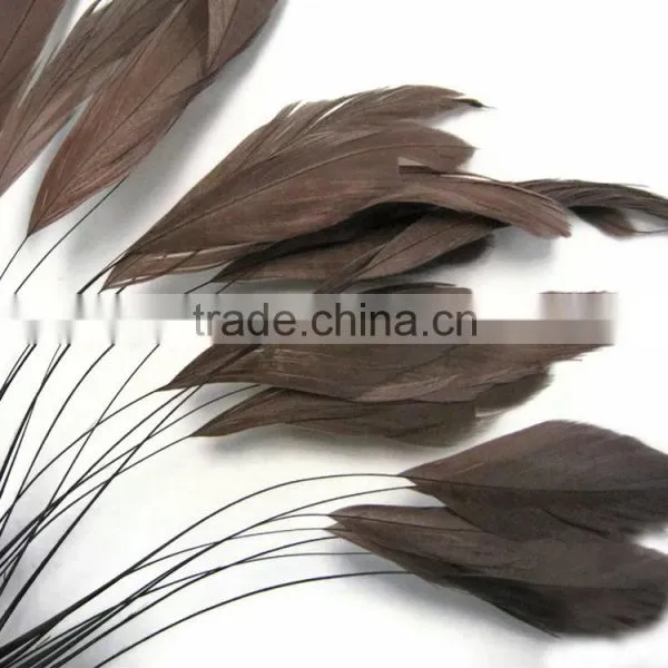 Stripped Brown Coque Tails Fringe Rooster Feather Trim