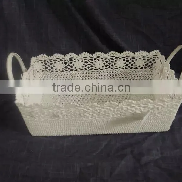 2015 Fashionable Crochet Cotton Baskets With PVC Handles photo-3