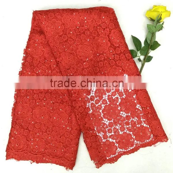 Yellow Guipure Lace/ Lace Fabric for Fashion Dress/ African French Lace for Wedding photo-5