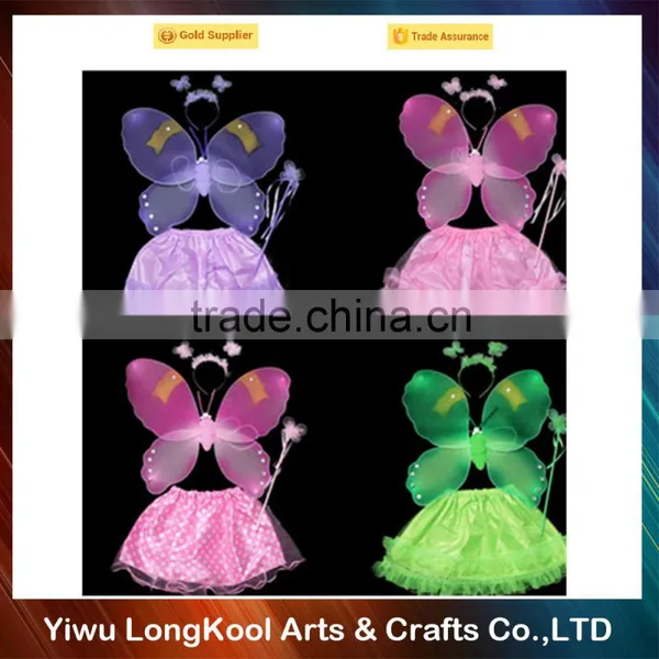 Party Promotion Girls Princess Fairy Wings Set With Wand Tutu Dress Fairy Wings Costume