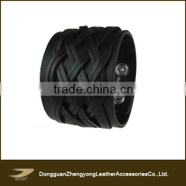 Wholesale Custom Quality Pure Leather Black Braided Bracelets for Men photo-2