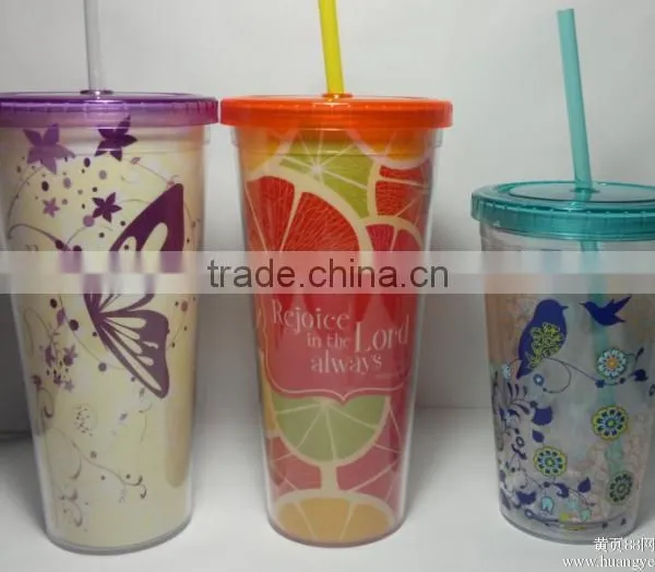 16oz Smoothie Tumbler With Straw JUICE ICED COFFEE PLASTIC CUP With Lids Wholesale photo-2