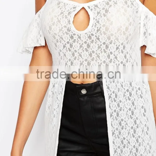 Latest Fashion The Ragged Priest Cold Shoulder Maxi Cami Top In Lace photo-5