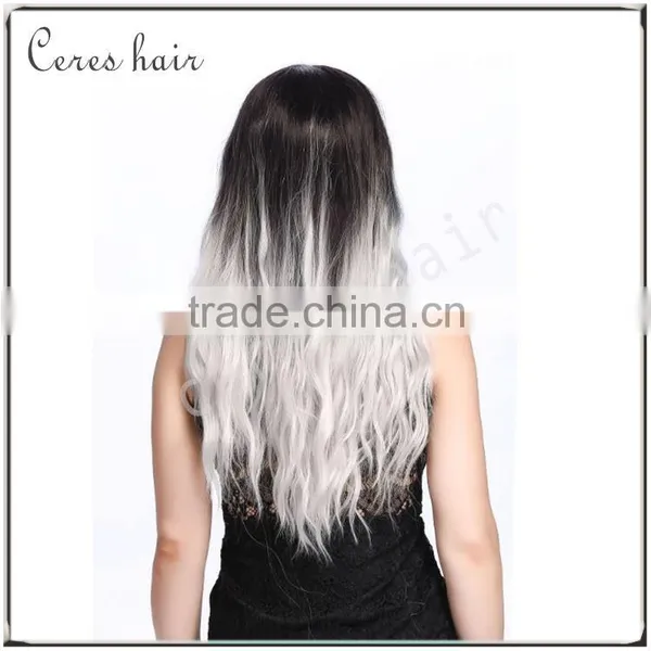 Fashion Gradual Colors Heat Resistant Costumes Wig Ombre Gray Synthetic Wig for Party Long Curly Style Quality Choice photo-4