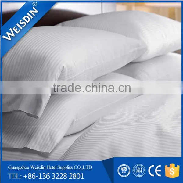 Wholesale Hotel 1cm Sateen Stripe White Cotton Pillow Cases Pillow Cover photo-3
