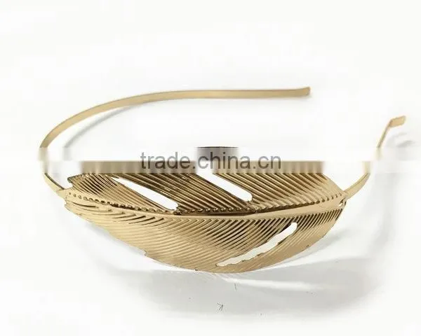 Graceful Metal Leaf With Plum Blossom Headband Alice Band photo-4