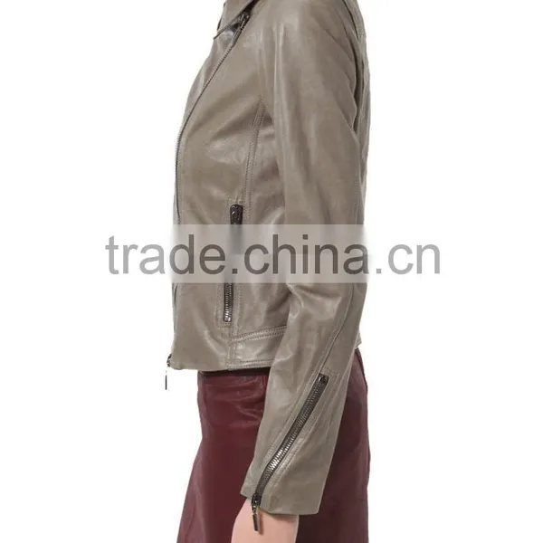 Newest High Collar Short Ladeis PU Jackets photo-3