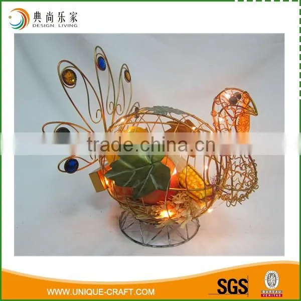 Wholesale Metal Wire Turkey With String Led Light For Harvest Decoration