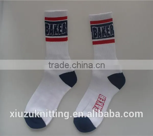 White Custom Logo Adult Men Terry Sole Rubber Socks photo-6