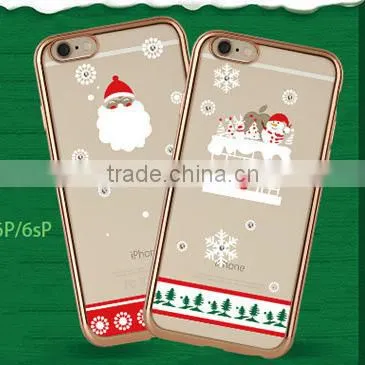 2016 Newest Mobile Phone Cover Case Electroplate Christmas Image Tpu for IPhone 6 6s 6plus