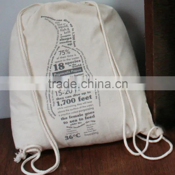 New Fashion Design China Wholesale 100% Cotton Sport Drawstring Backpack photo-5