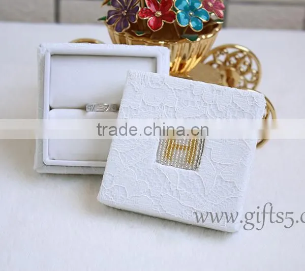Wholesale Wedding Ring Holder Engagement Ring Boxes With Beaded Name Plate of H photo-2