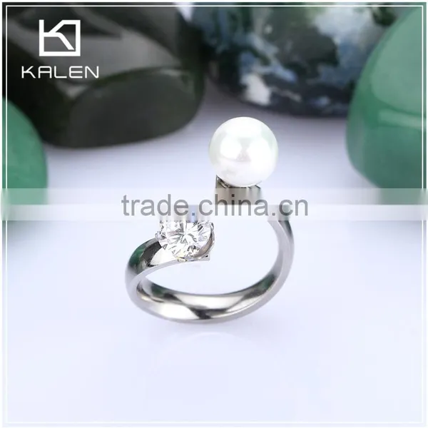 Cheap Hot Sale Low Price Girls Rhinestone and Pearl Stainless Steel Rings From China photo-3