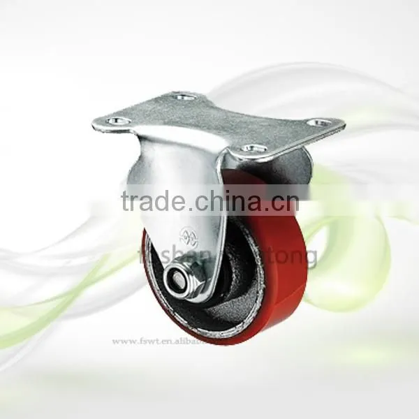 Ball Bearing Furniture Hardware 75mm Red PU Swivel Caster Wheel photo-2